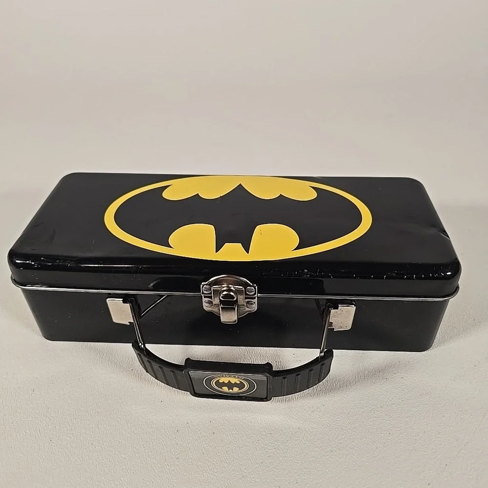 DC Comics Batman Black Tool Tin‎ Pencil/Pen Case with Handle Latch & Hinge